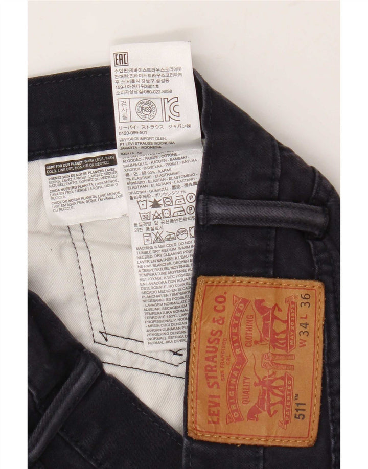 Levi's Hombre 511 Slim Jeans W34 L33 Algodón Azul Marino