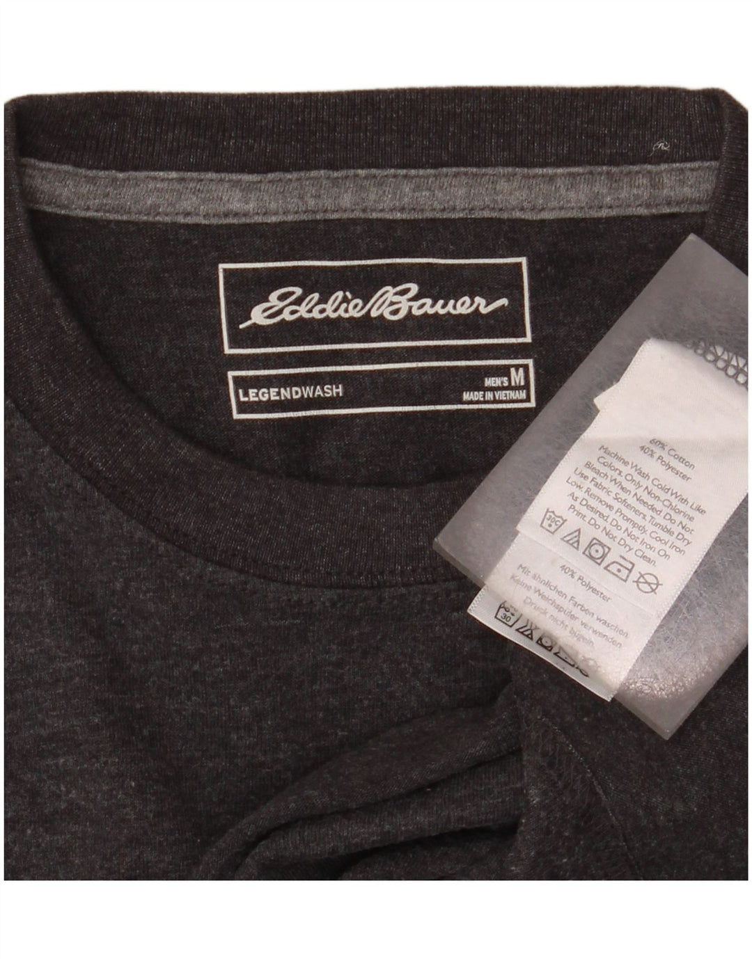 EDDIE BAUER Camiseta de hombre Top de algodón moteado gris medio
