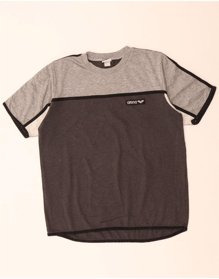 ARENA Hombre Camiseta Top Algodón Colorblock Gris Medio