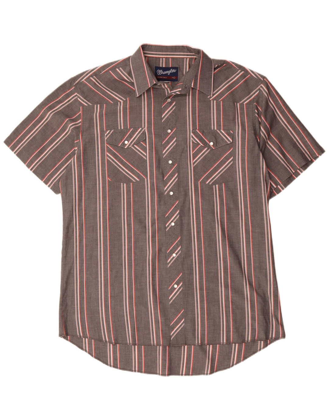 Wrangler Camisa Manga Corta Hombre Talla 17 XL Gris Rayas