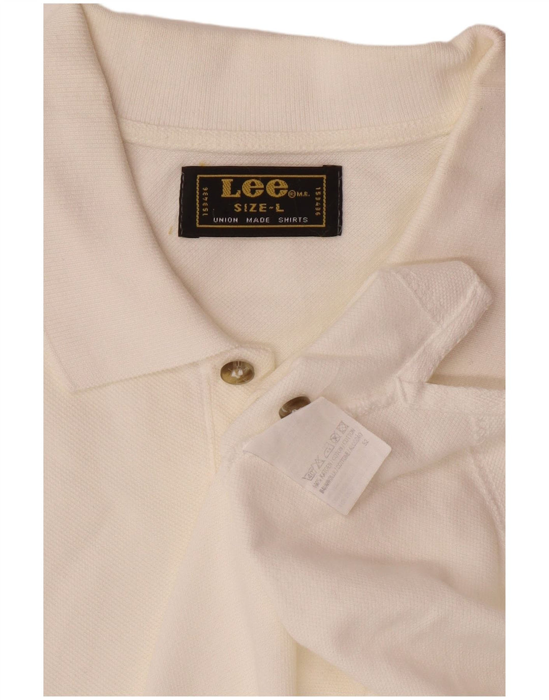 LEE Polo para hombre de algodón blanco grande