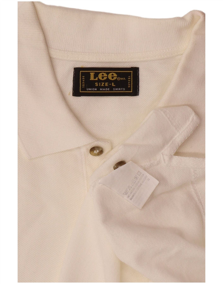 LEE Polo para hombre de algodón blanco grande