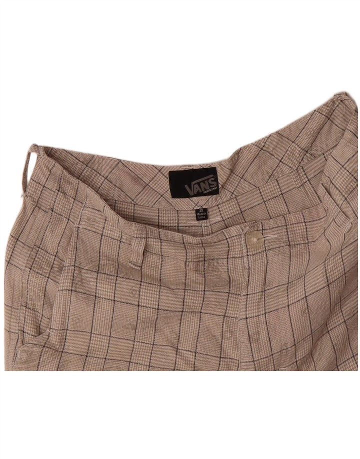 VANS Mens Cargo Shorts W30 Medium Grey Check Cotton