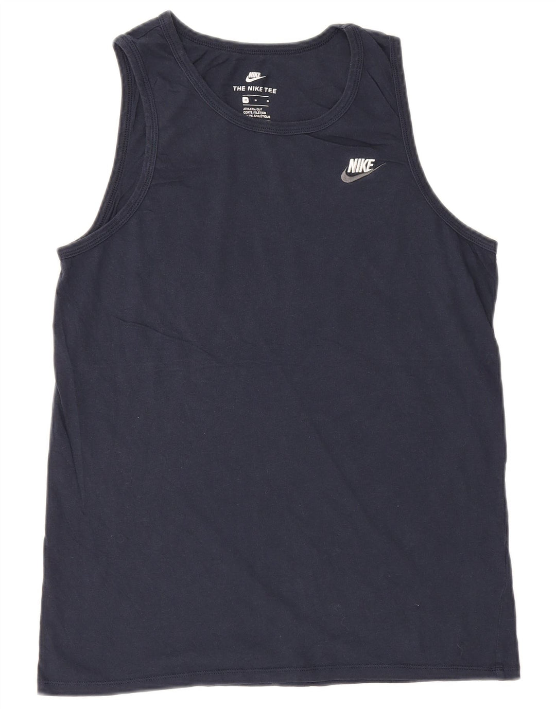 Nike Camiseta sin mangas de corte atlético para hombre Algodón azul marino mediano