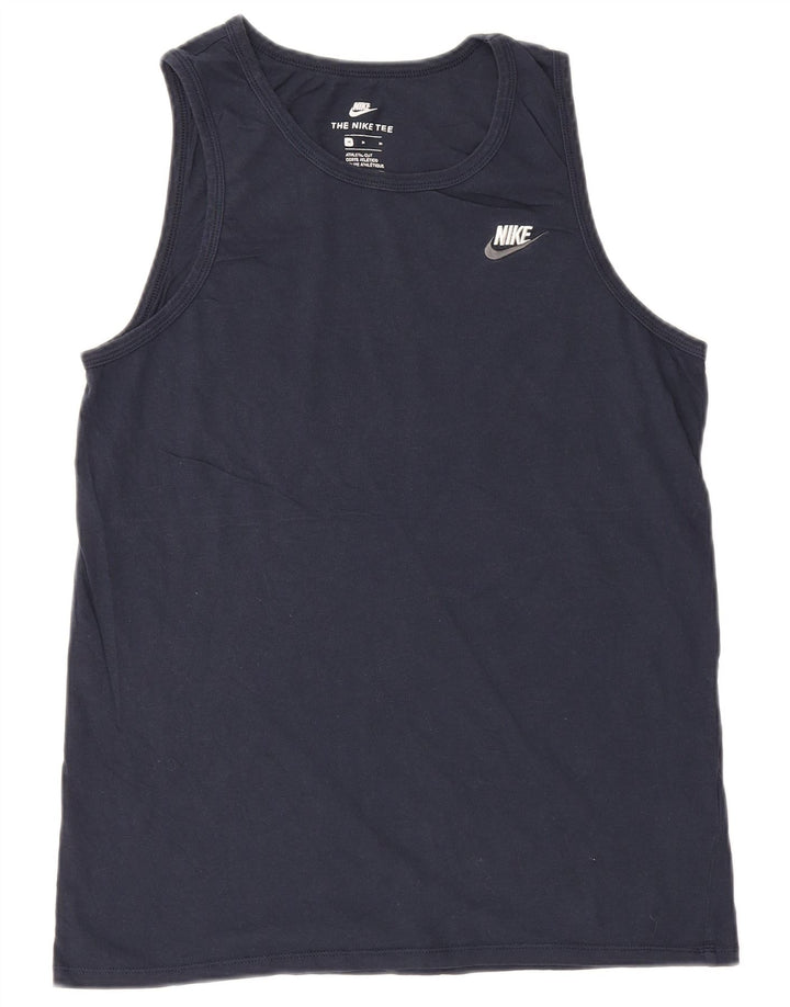 Nike Camiseta sin mangas de corte atlético para hombre Algodón azul marino mediano