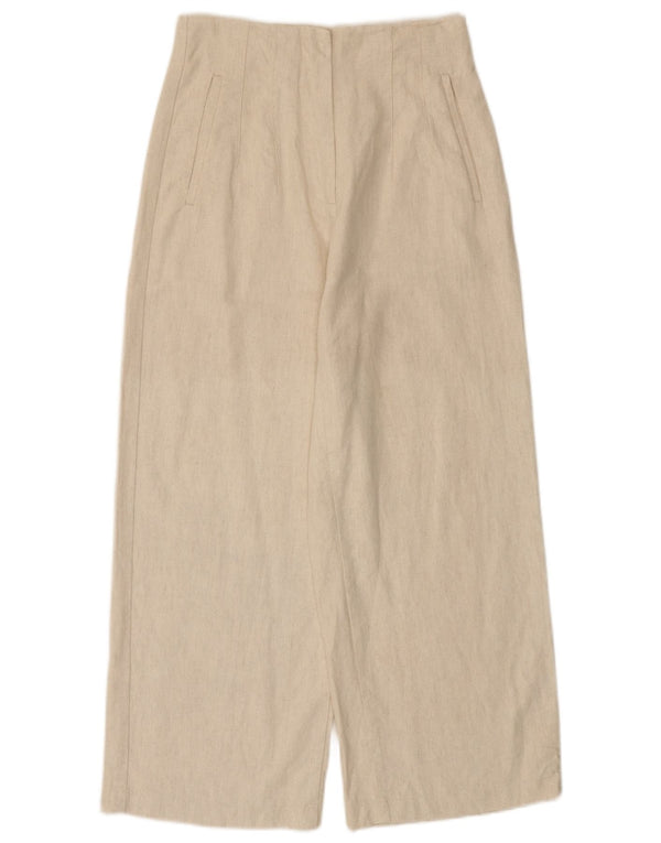 Zara Mujer Pantalones Cortos De Pierna Ancha Medianos W28 L25 Algodón Blanco Roto