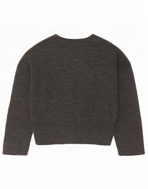 Zara Mujer Blusa Extragrande Top UK 10 Pequeño Poliéster Moteado Gris