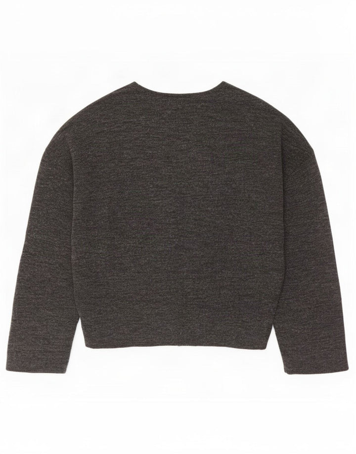Zara Mujer Blusa Extragrande Top UK 10 Pequeño Poliéster Moteado Gris