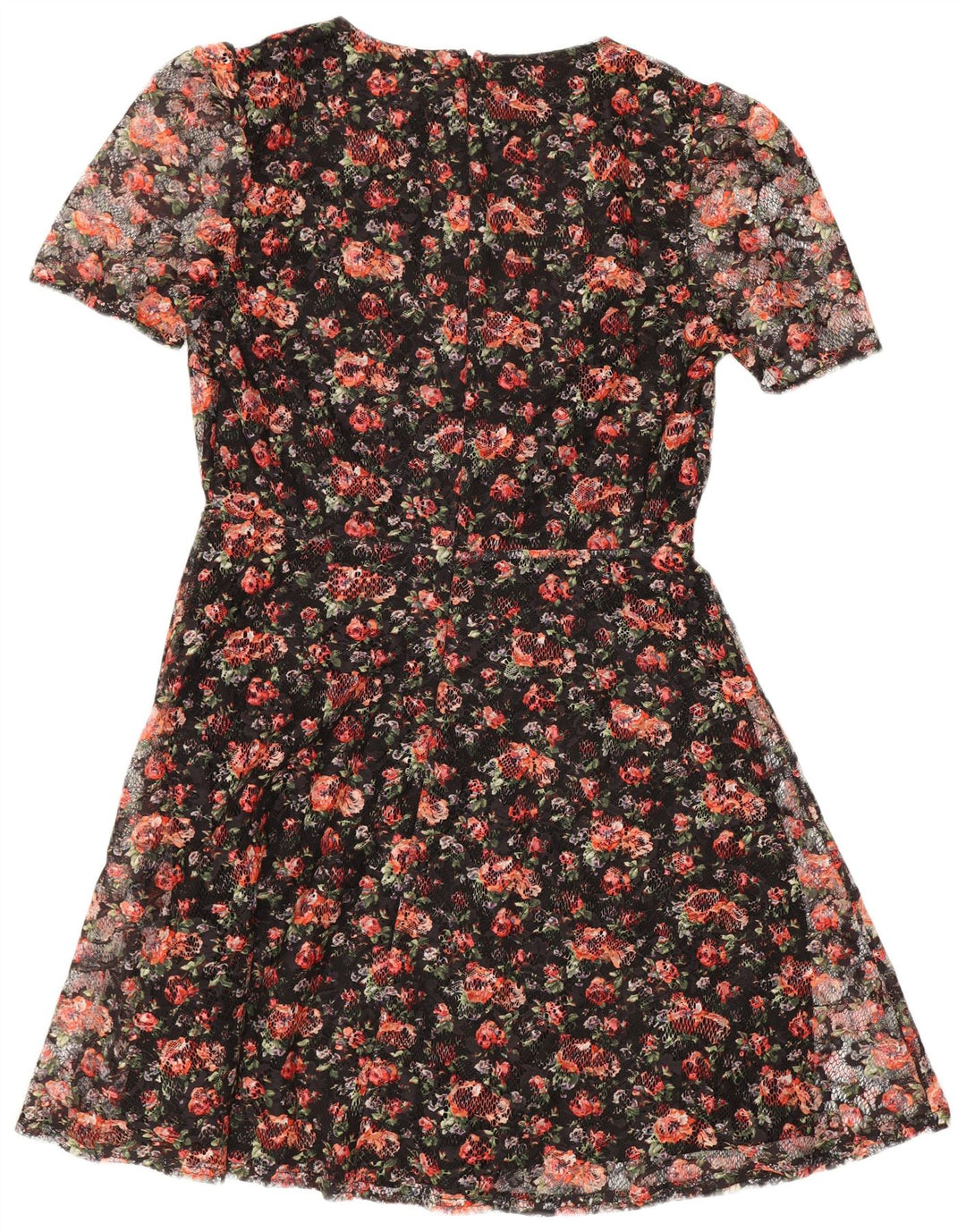 Oasis Vestido acampanado para mujer UK 40 Mediano Poliéster floral negro