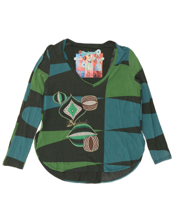 Desigual Top gráfico para mujer de manga larga UK 20 2XL Multicolor Geométrico