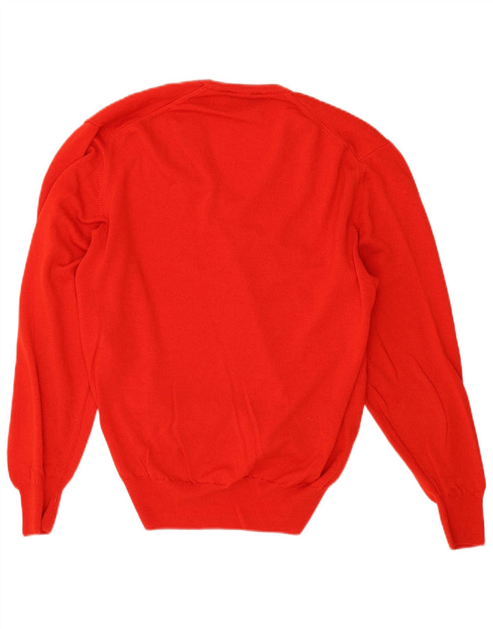 Vintage hombres V-cuello jumper suéter IT 50 medio rojo cachemira
