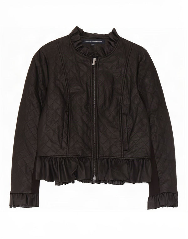 French Connection Chaqueta acolchada de piel sintética para mujer UK 40 Small Negro
