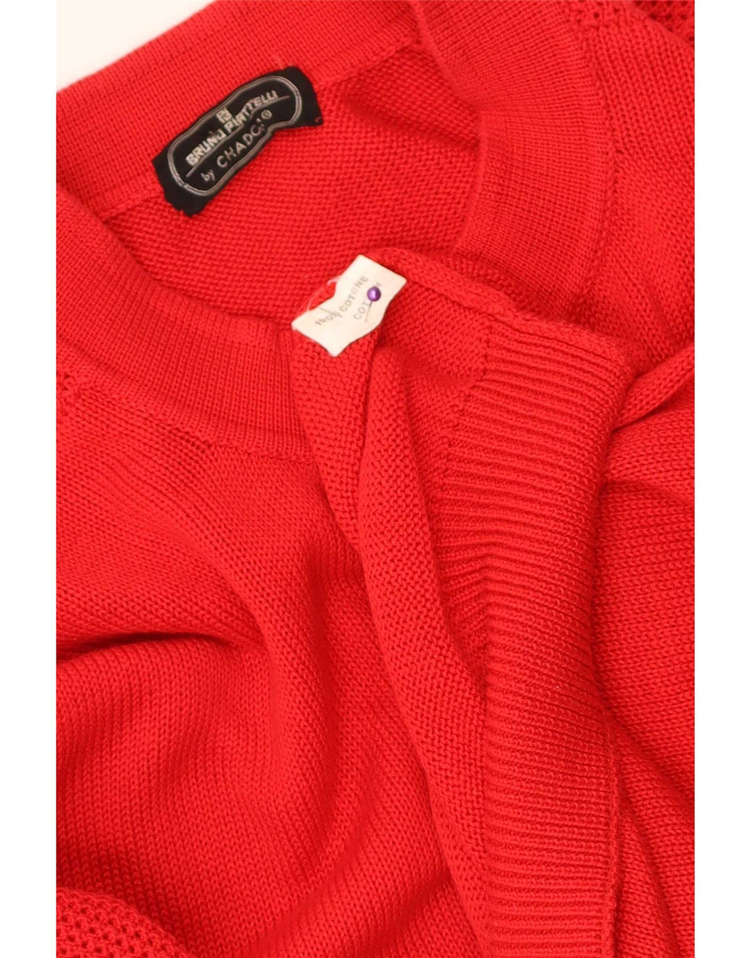 Vintage hombres Cardigan suéter grande algodón rojo