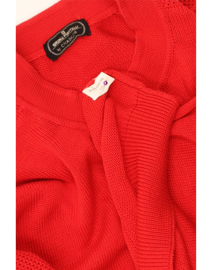 Vintage hombres Cardigan suéter grande algodón rojo