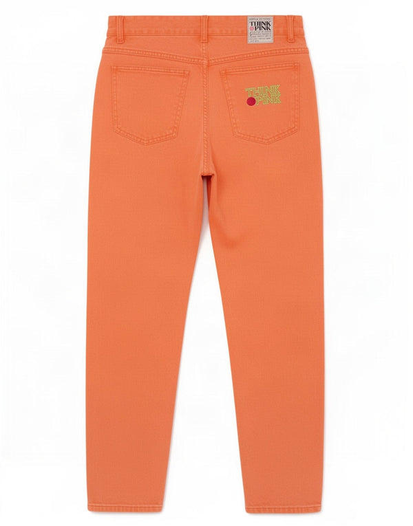 Think Pink Pantalones casuales de cintura alta para mujer IT 44 Medium W28 L28 Naranja