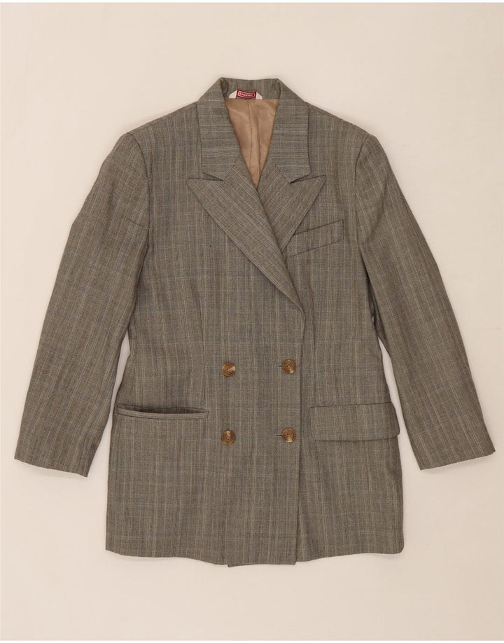 STEFANEL Womens Double Breasted Blazer Jacket EU 40 Medium Grey Check Wool Vintage Stefanel and Second-Hand Stefanel from Messina Hembry 