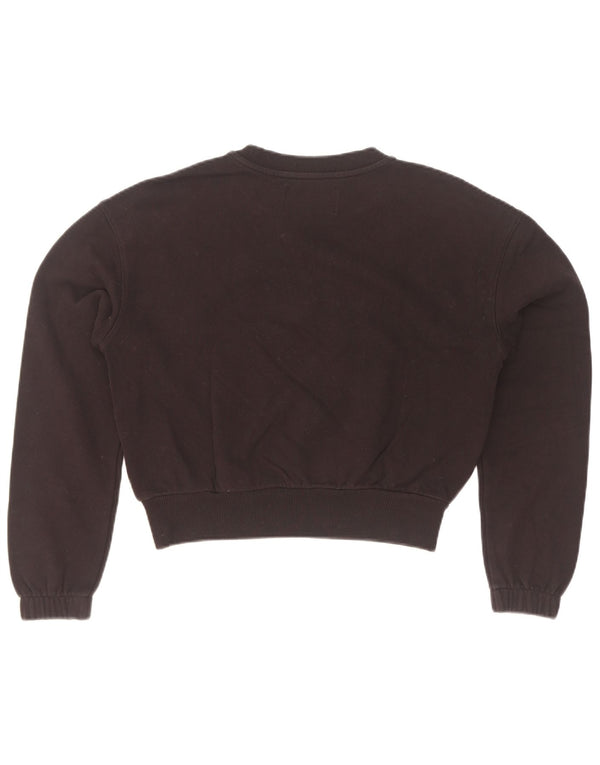 Calvin Klein Jeans Mujer Crop Graphic Sudadera Jumper UK 10 Small Negro