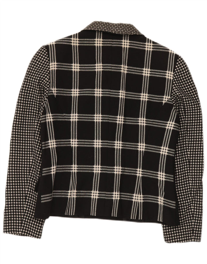 GENNY Chaqueta tipo blazer de 6 botones para mujer UK 44 Medium Black Patchwork