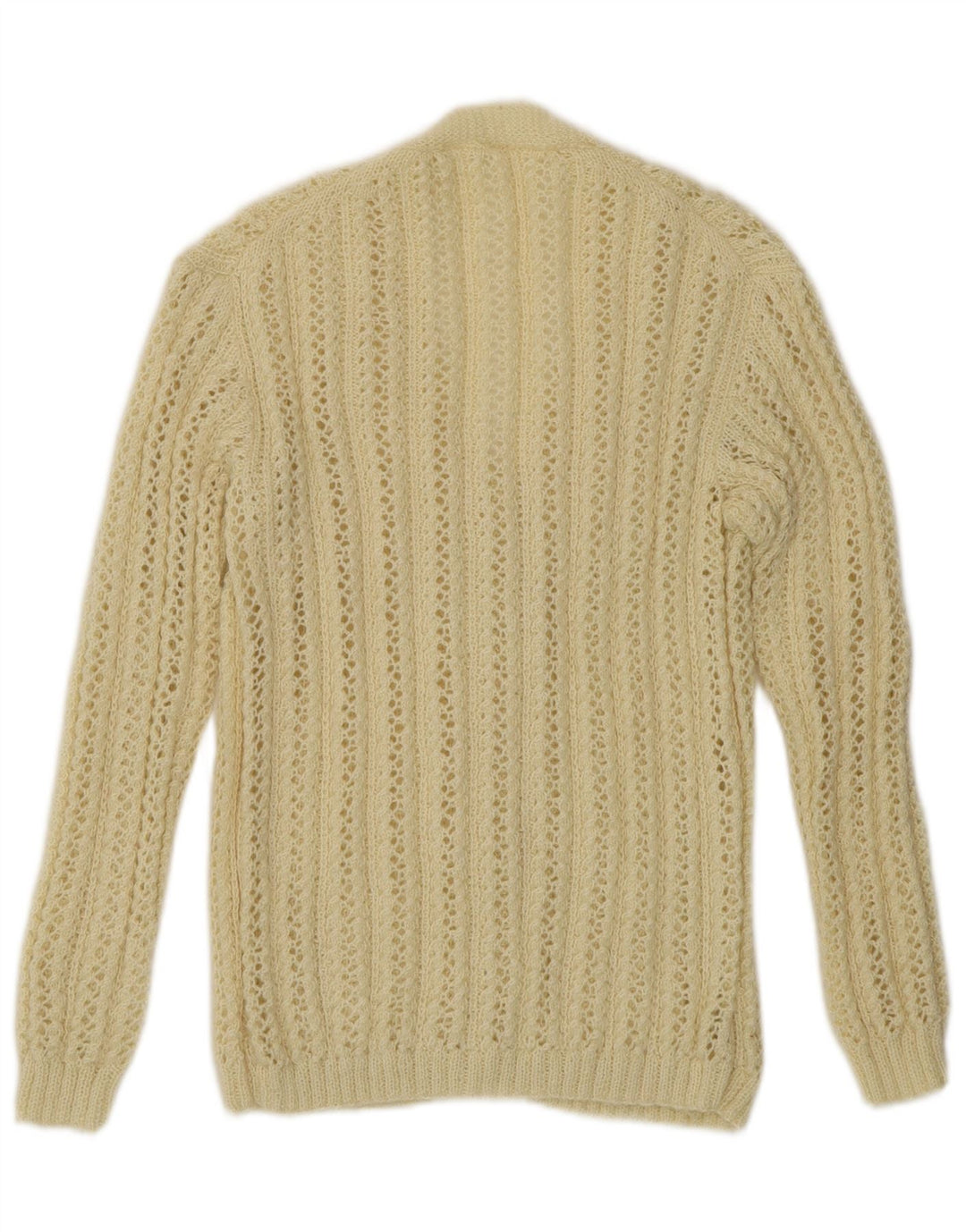 Vintage mujer crochet cardigan suéter Reino Unido 14 medio apagado blanco