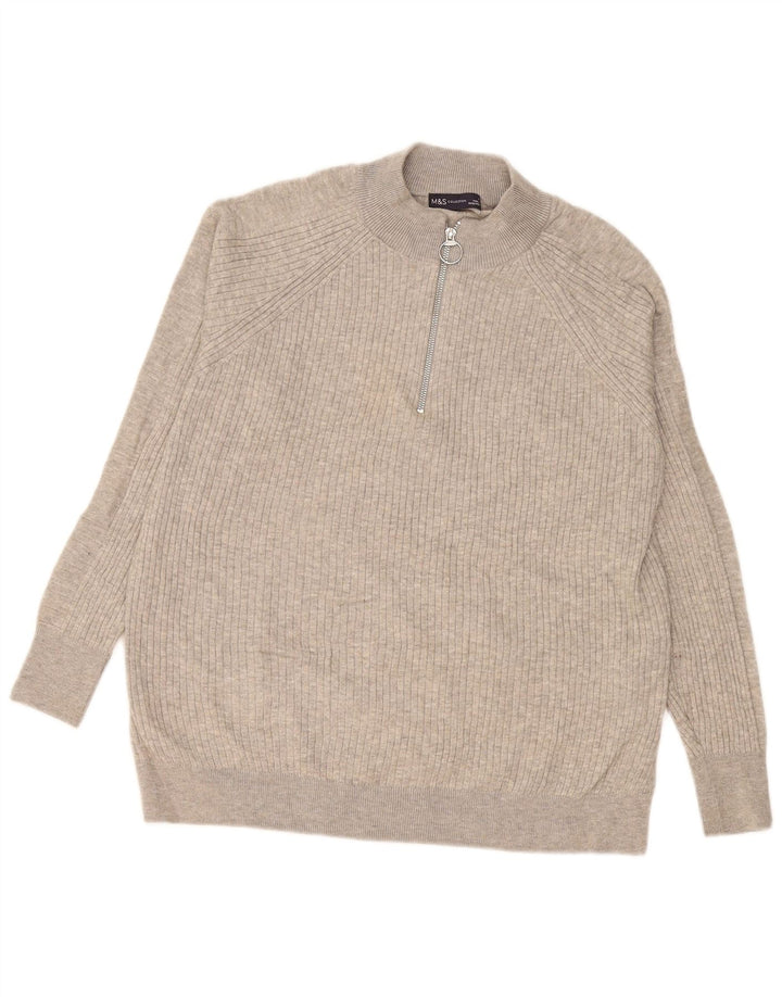 Marks & Spencer Jersey De Cuello Con Cremallera Para Hombre Viscosa Gris Medio