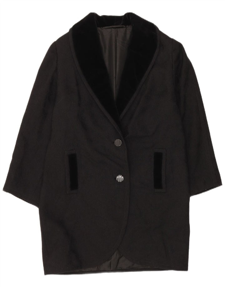 VINTAGE Abrigo de mujer Reino Unido 18 XL Negro