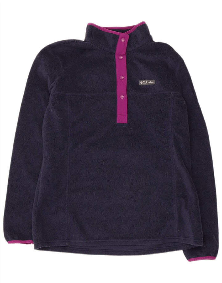 Columbia Jersey de forro polar con cuello de botón para mujer UK 46 Grande Poliéster azul marino