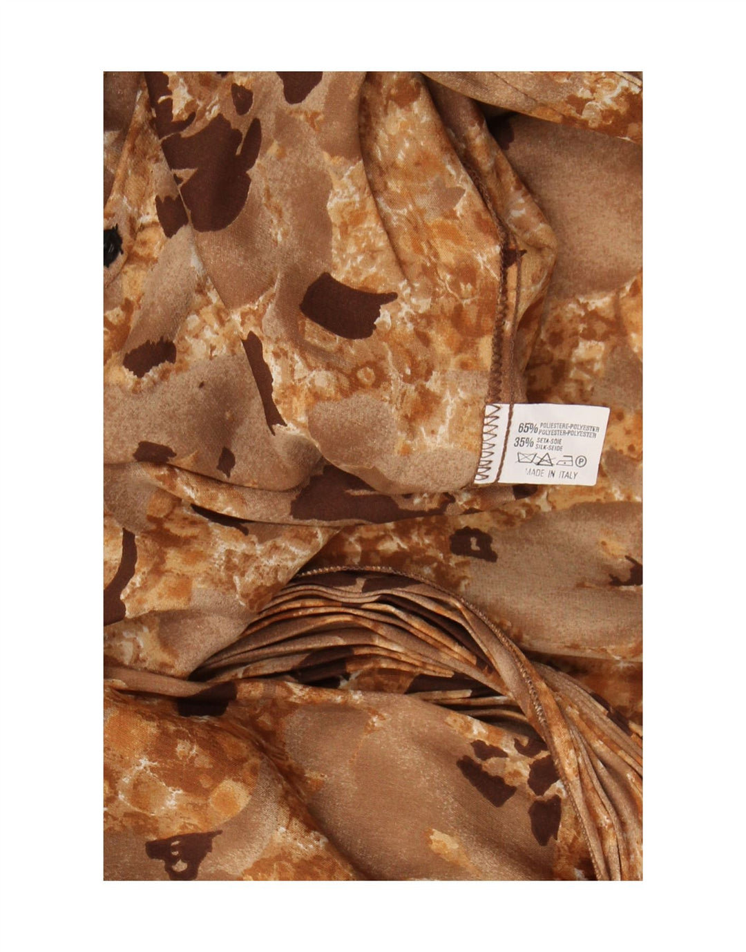 Vintage mujer camisa blusa Reino Unido 16 poliéster floral beige grande