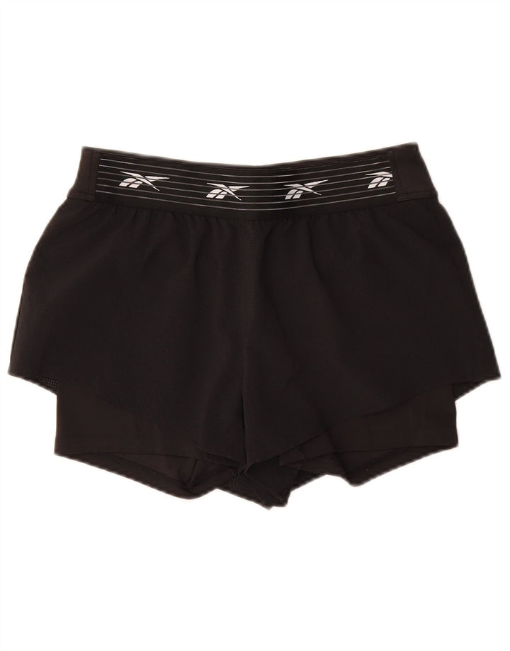 Reebok Pantalones cortos deportivos gráficos para mujer UK 12/14 Mediano Negro Poliéster