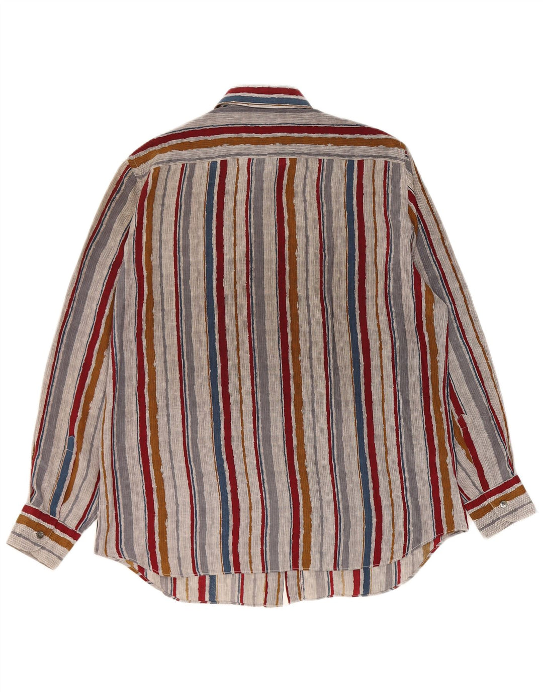 Camisa vintage para hombre talla 42 seda grande a rayas multicolores