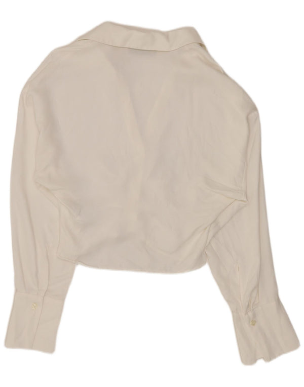 Zara Womens Crop Shirt Blouse UK 6 XS White Viscose