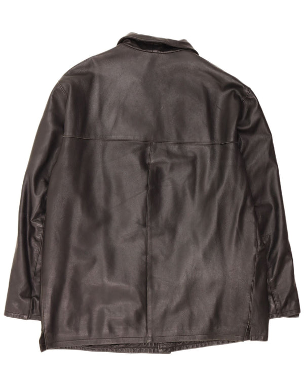 Chaqueta de cuero vintage para hombre Reino Unido 42 XL cuero negro