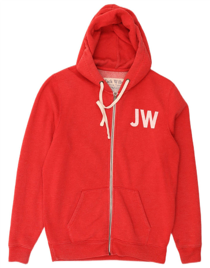 Jack Wills Suéter con capucha y cremallera gráfica para hombre Pequeño Algodón rojo