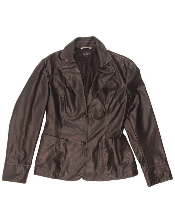 Trussardi Jeans Chaqueta Blazer de Cuero con 2 Botones para Mujer UK 44 Medium Black