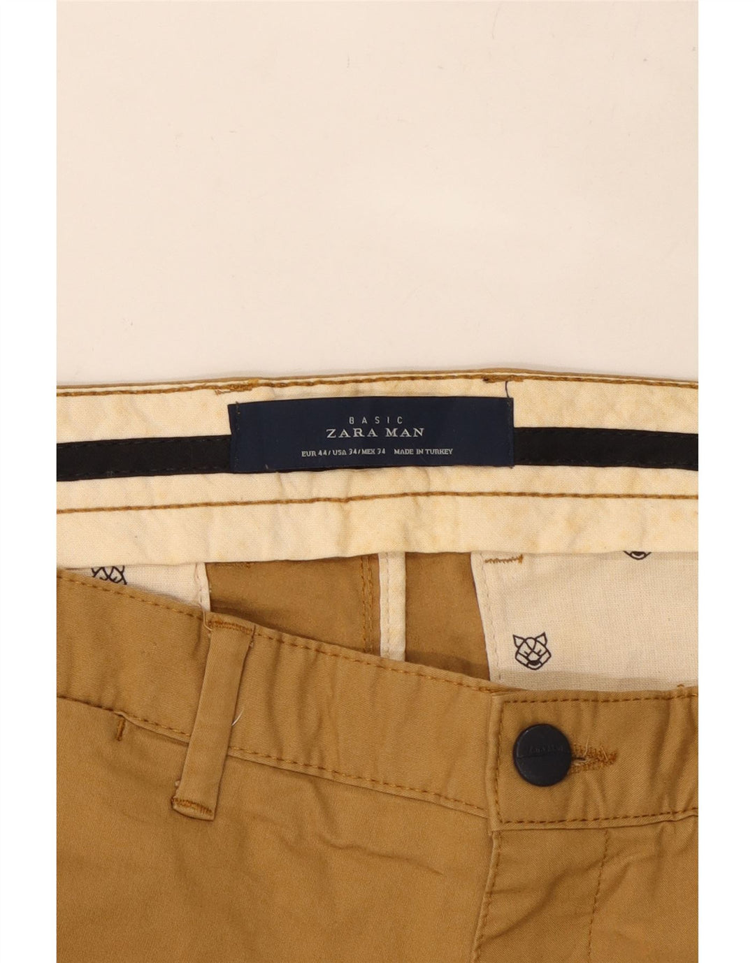 ZARA Pantalón chino recto para hombre EU 44 Large W34 L32 Beige