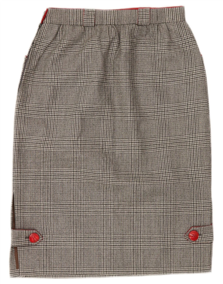 VINTAGE Falda recta para mujer W26 Pequeña pata de gallo gris