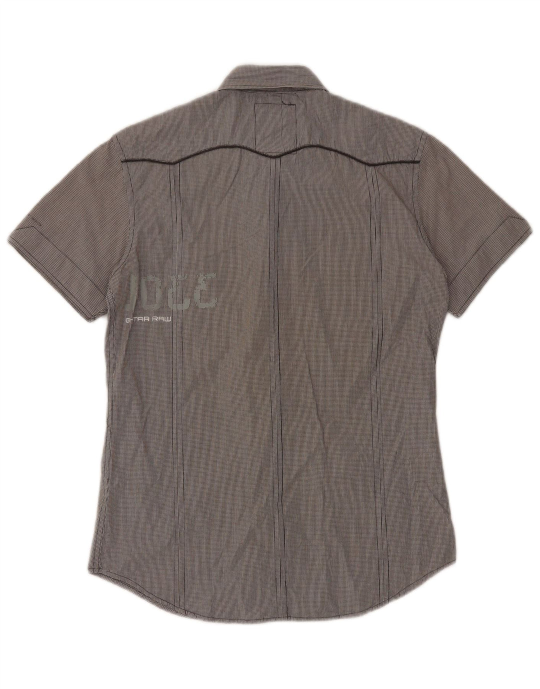 G-Star Hombre Camisa militar de manga corta de algodón a cuadros gris medio