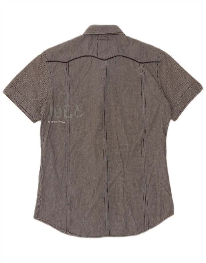 G-Star Hombre Camisa militar de manga corta de algodón a cuadros gris medio