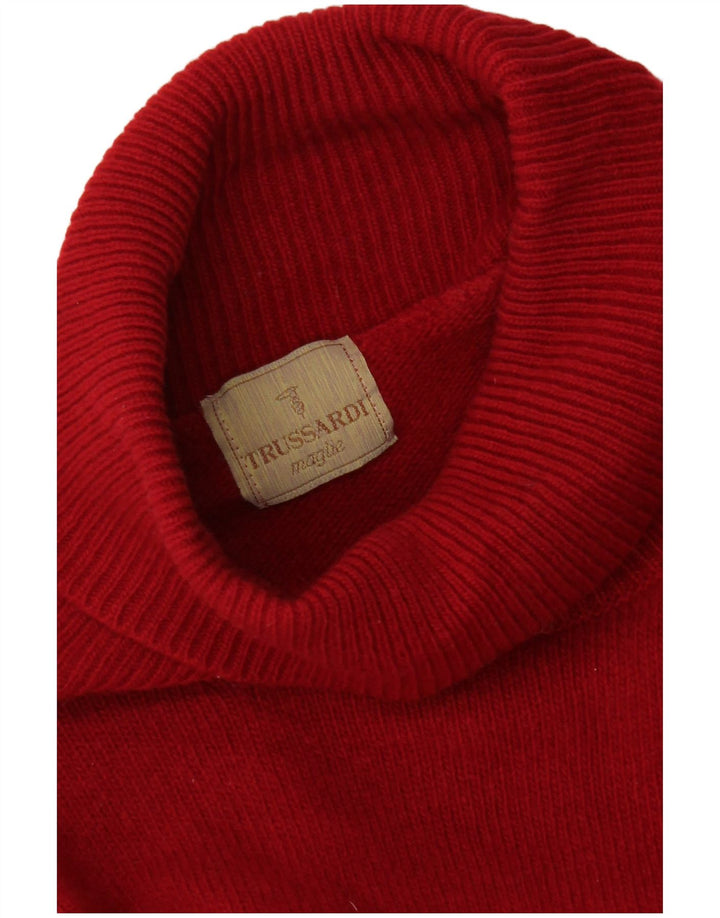 Trussardi Jersey con cuello vuelto para mujer, talla 44, talla M, color rojo