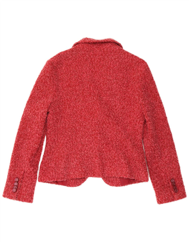 ZARA Chaqueta Blazer De 2 Botones Para Mujer EU 42 Grande Acrílico Moteado Rojo