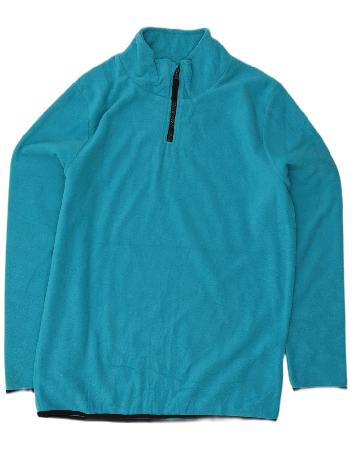 Here & There Hombre Jersey de forro polar con cuello y cremallera Poliéster azul medio