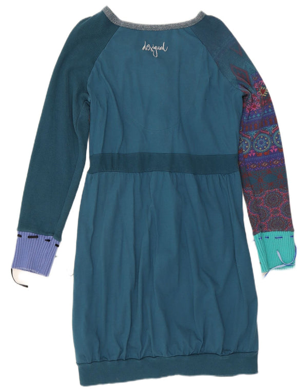 Vestido tipo jersey de manga larga con estampado gráfico para mujer Desigual UK 20 2XL Azul floral