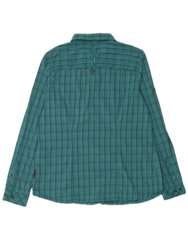 Jack Wolfskin Camisa Slim Fit para Mujer ES 40 XL Poliamida a Cuadros Verde