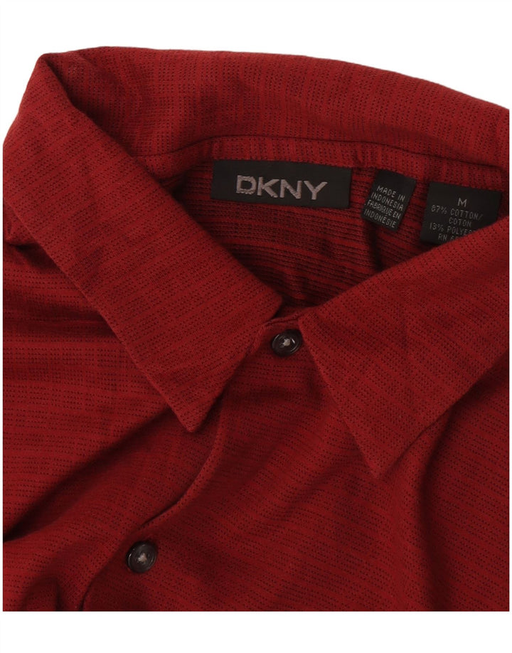 Camisa Dkny Hombre Manga Corta Algodón Geométrico Rojo Medio