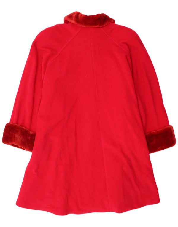 Vintage mujer abrigo Reino Unido 20 2XL lana virgen roja