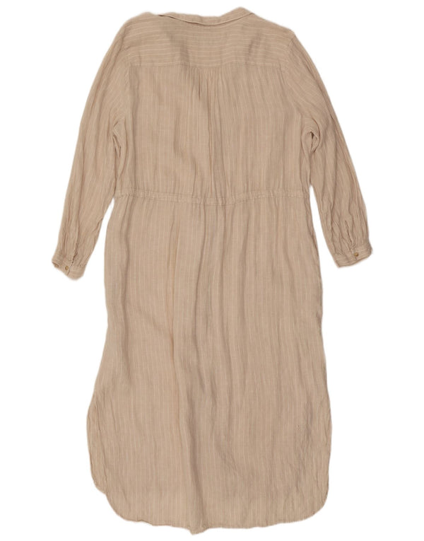 Marks & Spencer Vestido largo de manga larga para mujer UK 46 Large Beige Pinstripe
