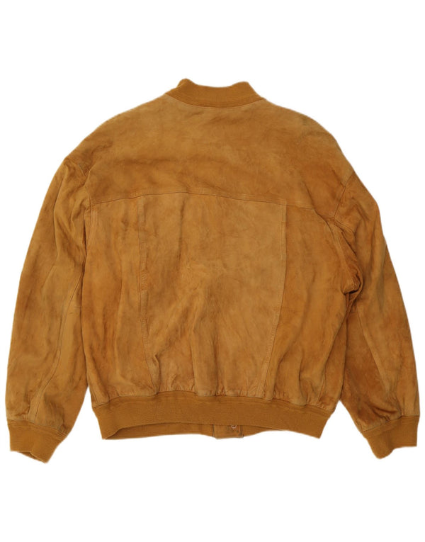 Vintage hombres ante bomber chaqueta IT 54 2XL cuero marrón