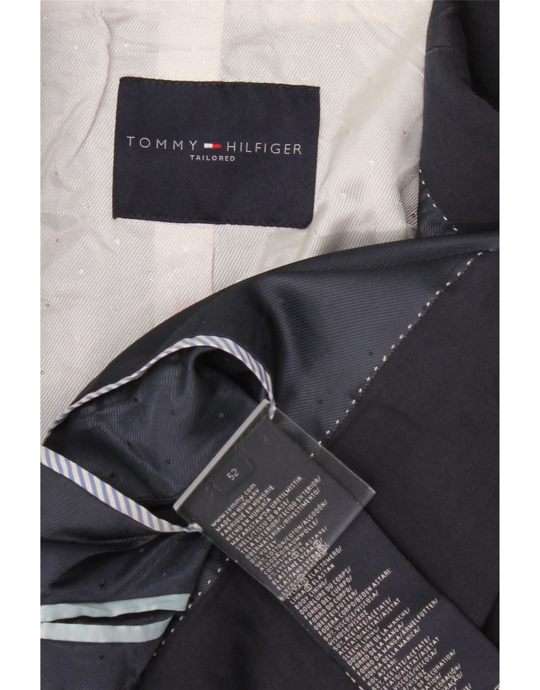 TOMMY HILFIGER Mens Tailored 2 Button Blazer Jacket IT 52 XL Navy Blue Vintage Tommy Hilfiger and Second-Hand Tommy Hilfiger from Messina Hembry 