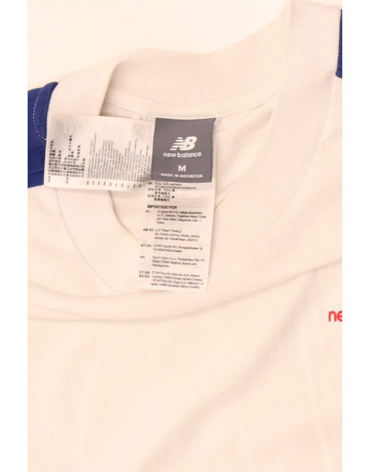 New Balance Hombre Camiseta Top Medium Blanco Colorblock Algodón