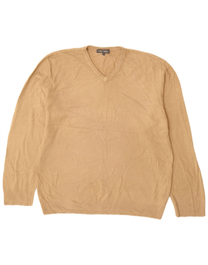 Marks & Spencer Jersey con Cuello en V para Hombre XL Acrílico Beige