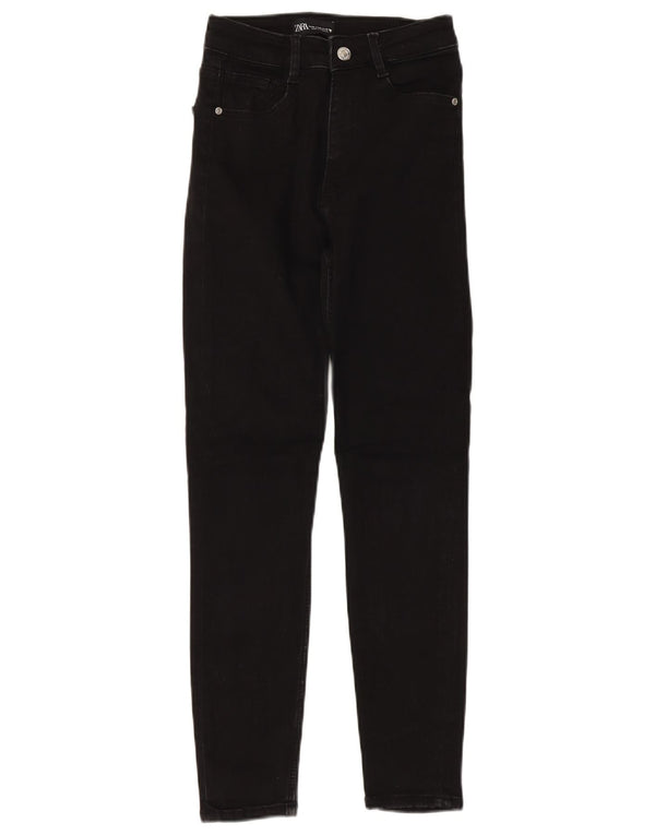 Zara Vaqueros pitillo de talle alto para mujer EU 38 Small W28 L28 Algodón negro